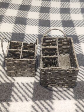 Woven Gray Storage Caddy Organizer with Handles - Home Accents